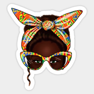 African Woman With Kente Pattern, Melanin Girl, Afro Style Sticker